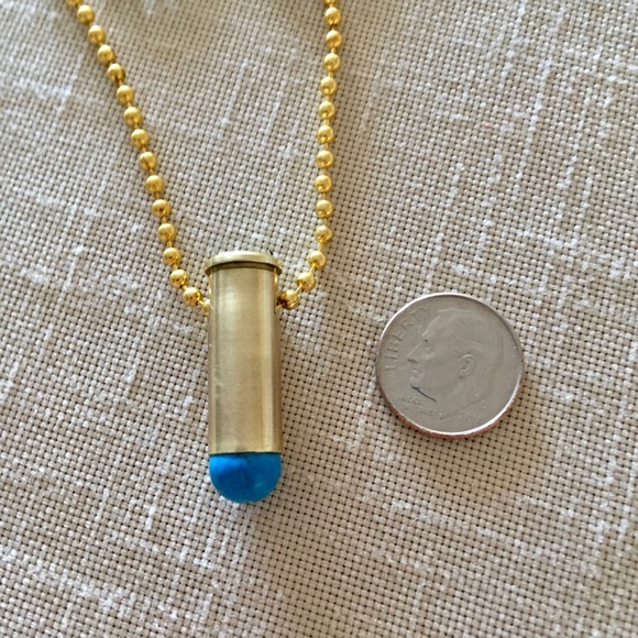 HAND CRAFTED Turquoise Bullet Casing Pendant Necklace - Picture 3 of 6